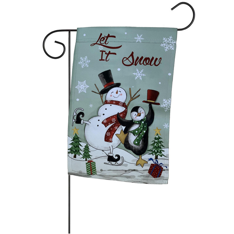 Cute Penguin Snowman Christmas Garden Flag, Let It Snow, Winter Garden Accessories