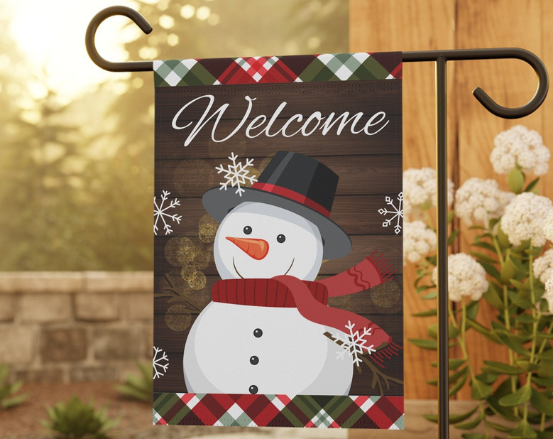 Winter Snowman Garden flag, Welcome Flag, Winter Yard Flag Farmhouse Decor