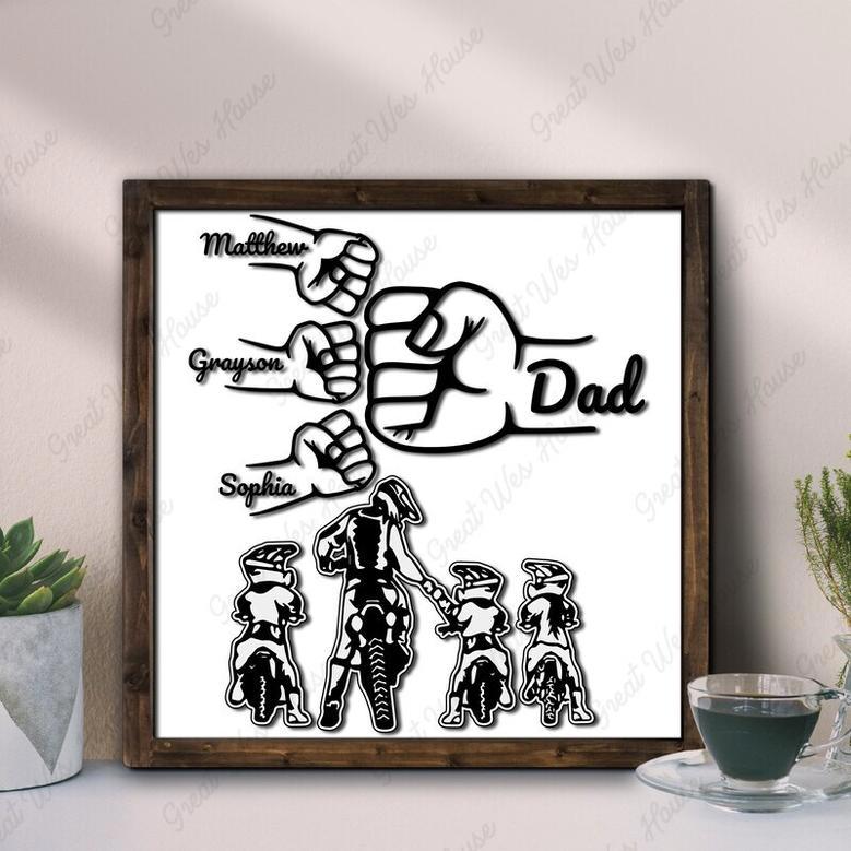 Personalized Fist Bump Motocross Dad Sign Gift for New Dad