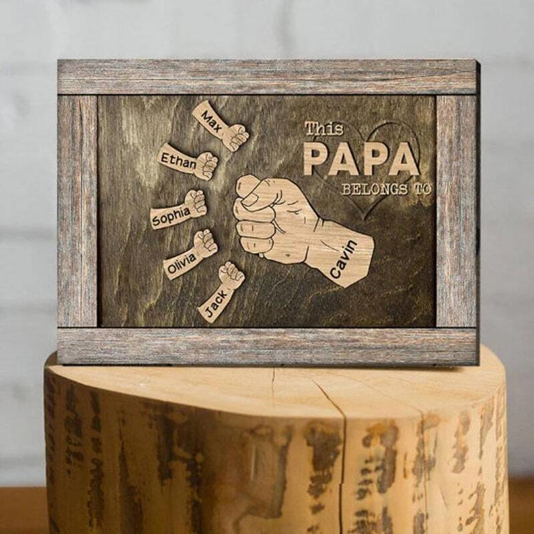 Personalized Papa Fist Bump Canvas Art – Gift for New Dad, Father's Day