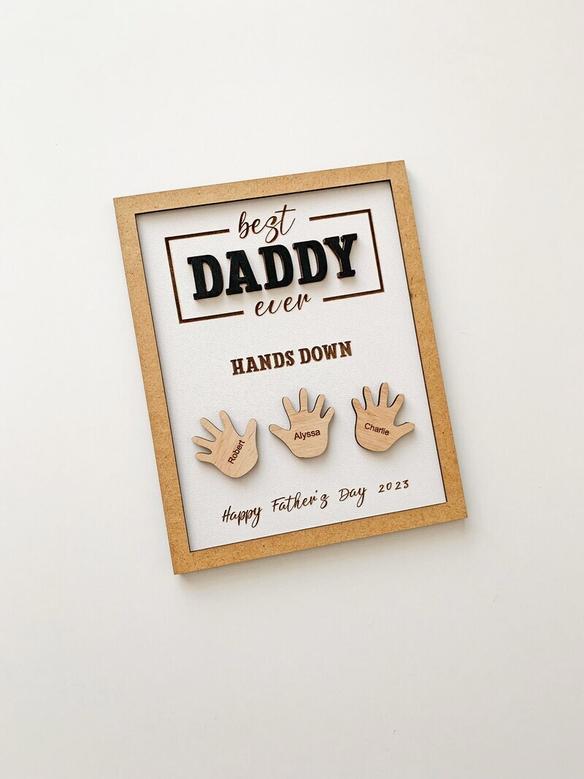 Personalized Best Daddy Ever Layer Wood Sign Gift for Father’s Day