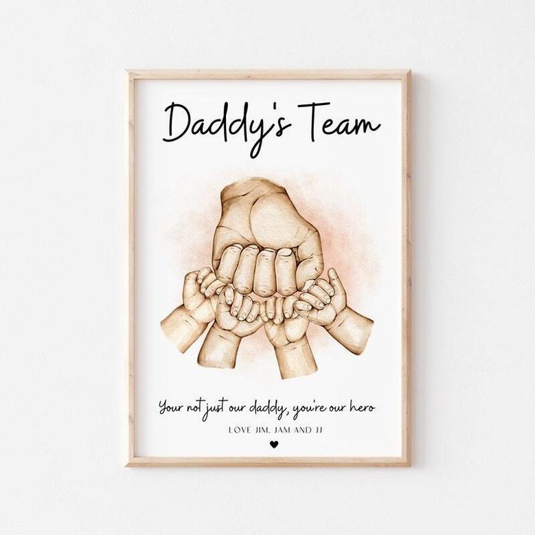 Custom Father's Day Wall Art - Dady First Bump Gift For Daddy's Team