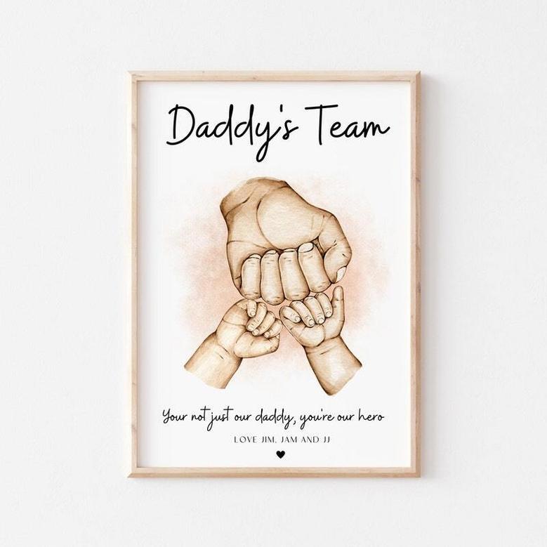 Custom Father's Day Wall Art - Dady First Bump Gift For Daddy's Team