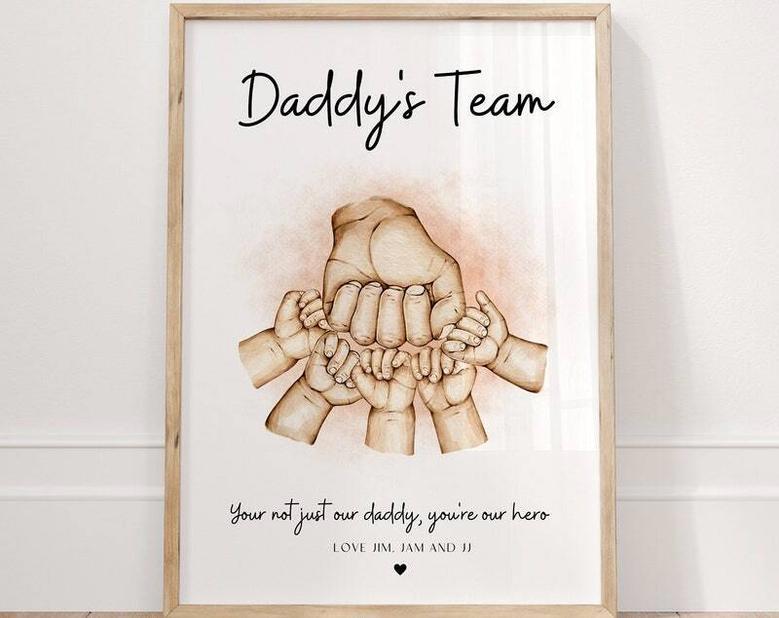 Custom Father's Day Wall Art - Dady First Bump Gift For Daddy's Team