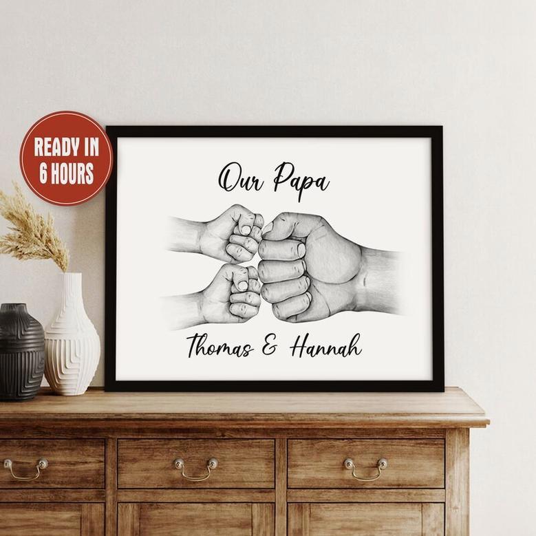 Custom Fist Bump Wall Art For Dad's First Father's Day