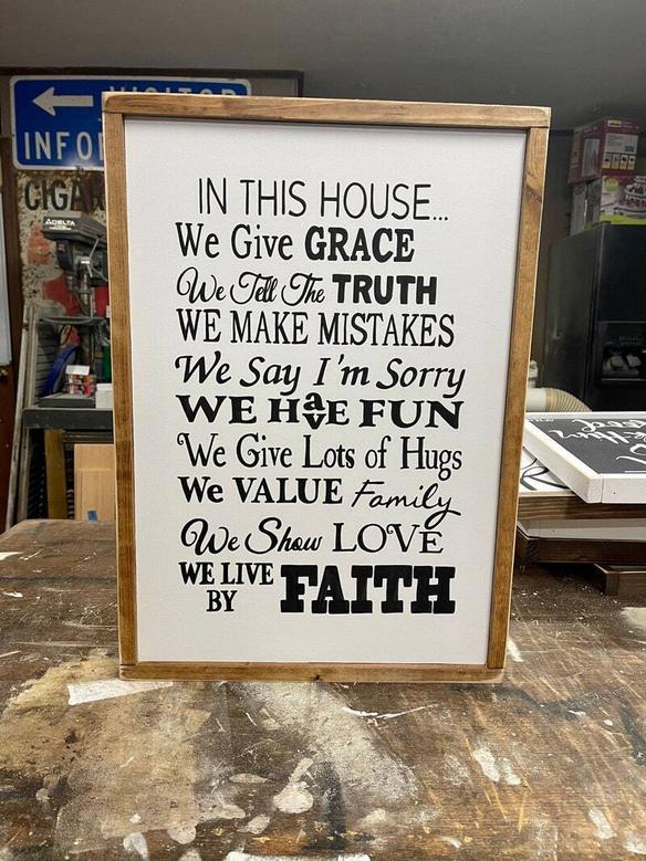 In This House Family Rules Sign – Christian Wall Decor for Home