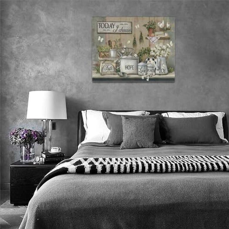 Country Kitchen Canvas – Rustic Wall Art and Positive Quotes Today I Choose Joy