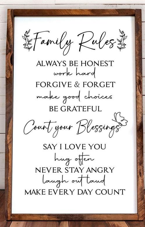 Family Rules Canvas – Inspirational Wall Art for Home Decor