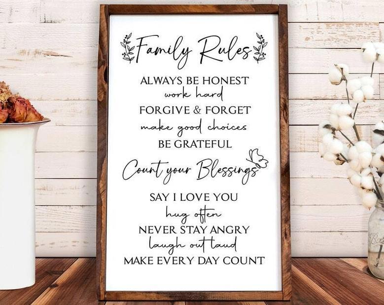 Family Rules Canvas – Inspirational Wall Art for Home Decor