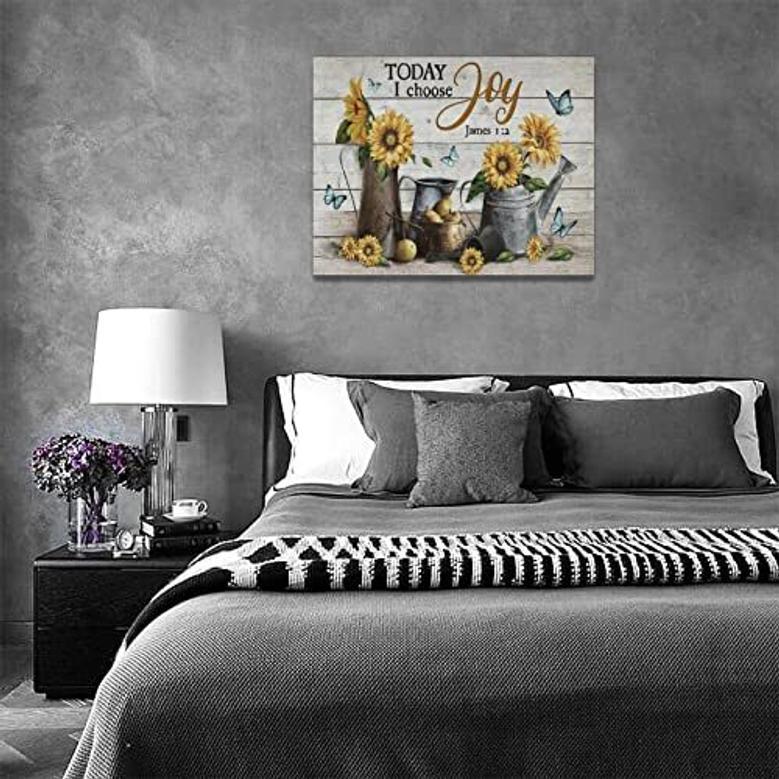 Farmhouse Sunflower Canvas Painting For Rustic Home DéCor