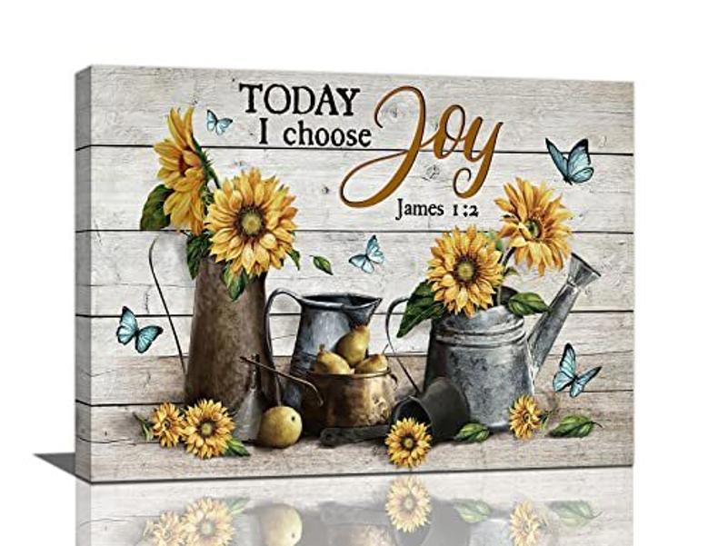 Farmhouse Sunflower Canvas Painting For Rustic Home DéCor