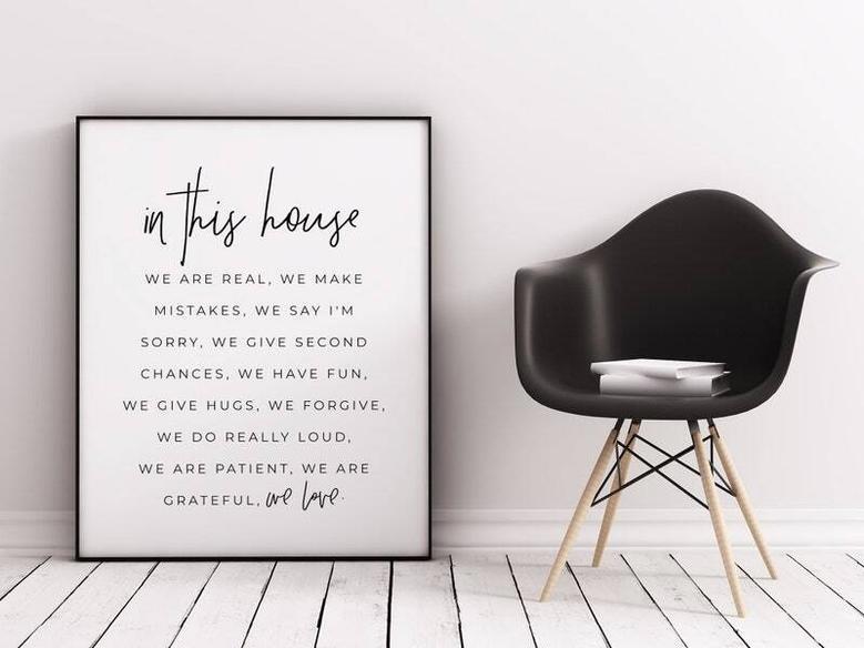 Inspiring Family Rules Canvas – Living Room Wall Decor and Motivational Quotes