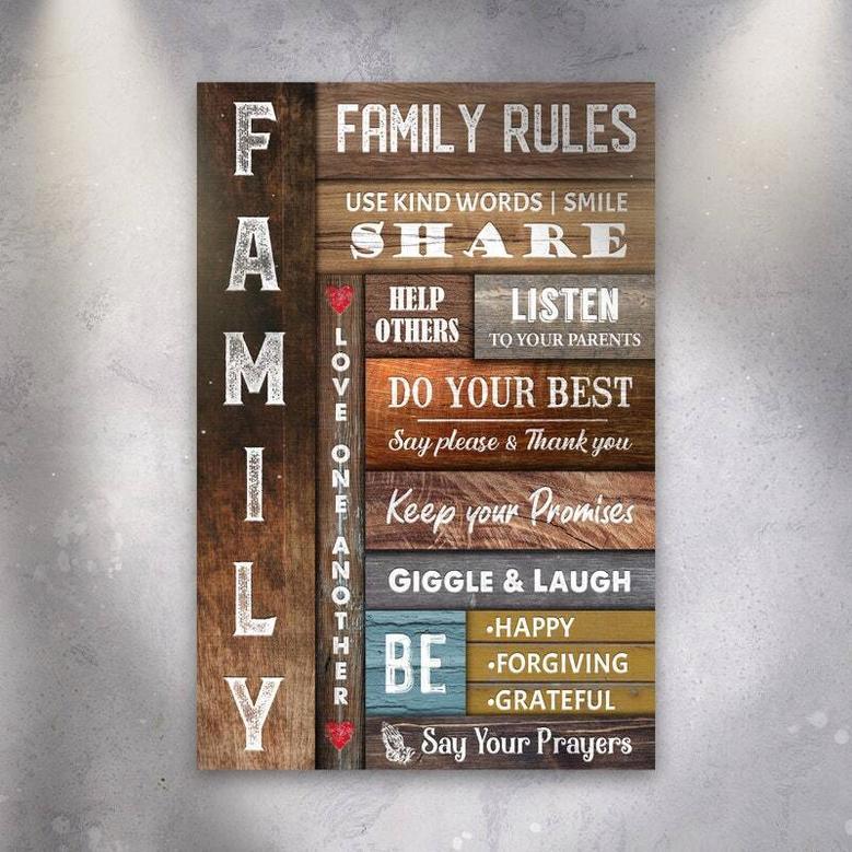 Family Rules Wall Decor For Living Room Modern Farmhouse Style