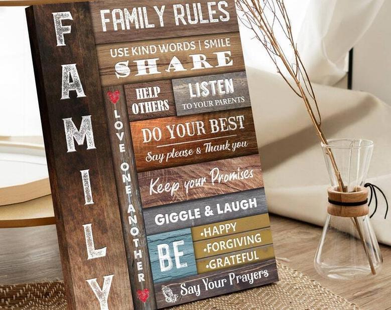 Family Rules Wall Decor For Living Room Modern Farmhouse Style