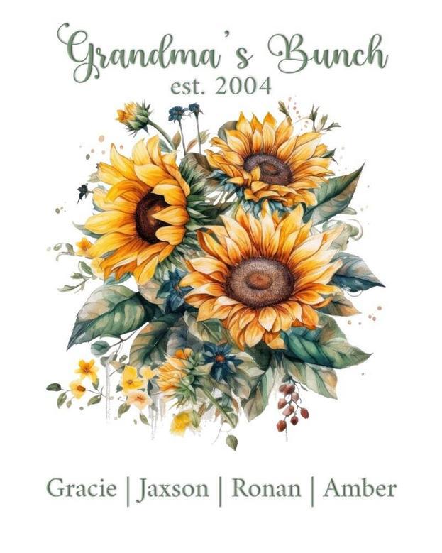 Sunflower Grandma Canvas – Personalized with Family Names