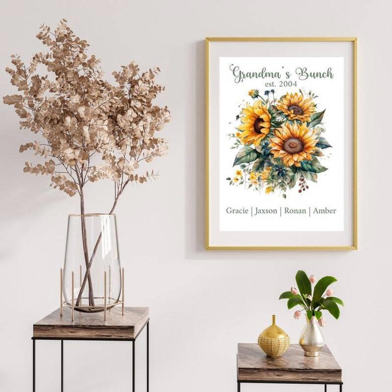 Sunflower Grandma Canvas – Personalized with Family Names