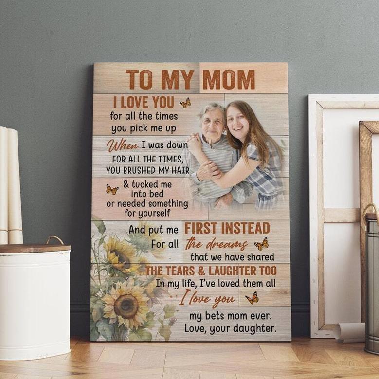 To My Mom Canvas – Sunflower Mom and Daughter Wall Art Gift