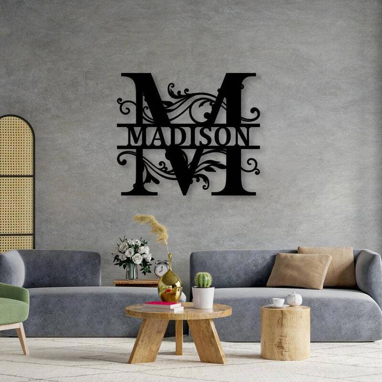 Personalized Metal Split Initial Wall Art For Gifts