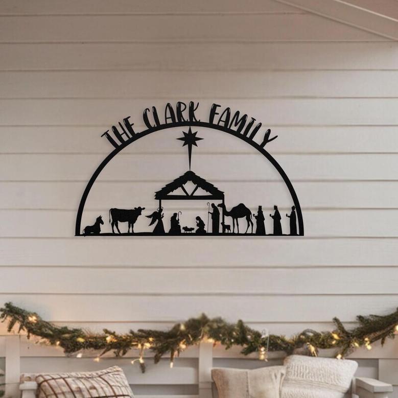 Customizable Nativity Metal Wall Art Christian Holiday Decor