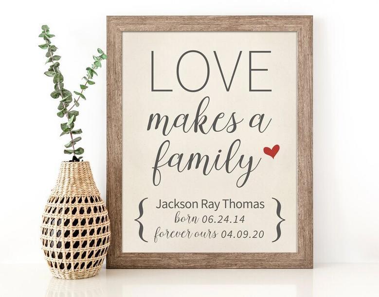 Love Make A Family Heartfelt Adoption Canvas Wall Art For New Parents