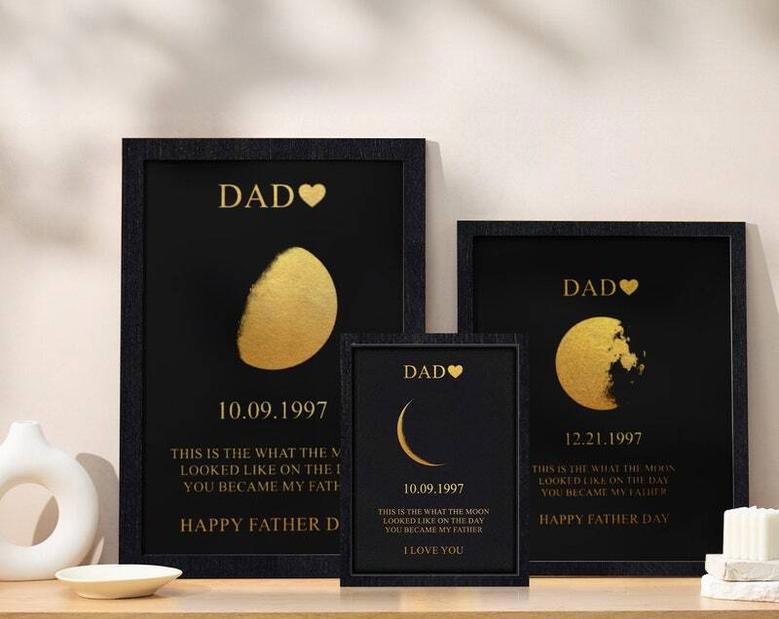 Unique Moon Phase Wall Art Gift For New Dads and Baby