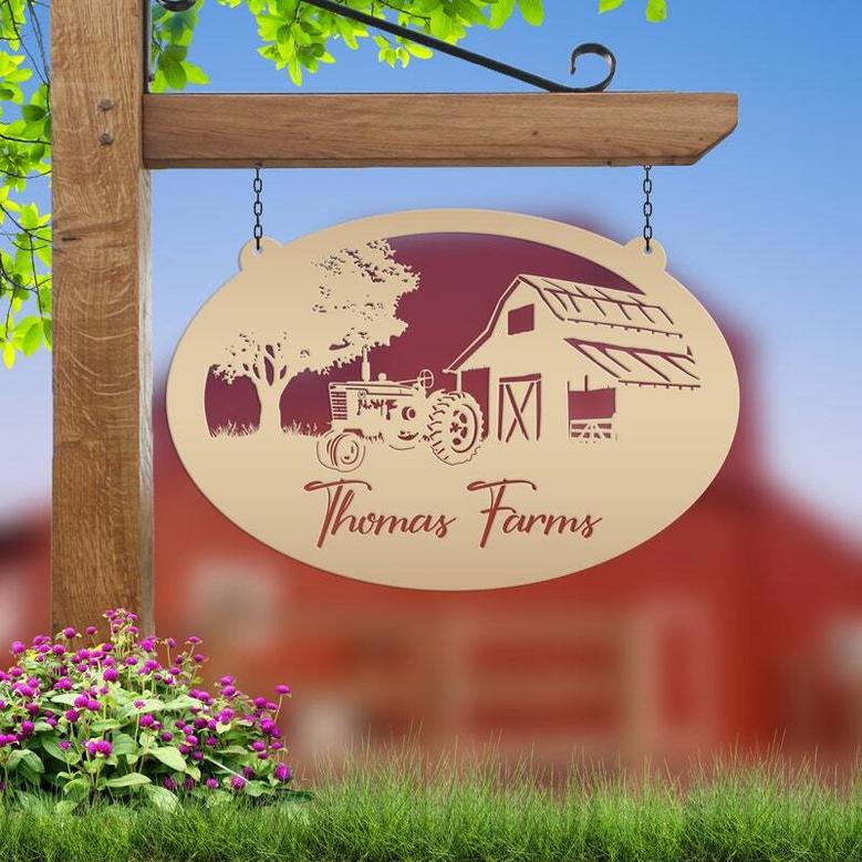 Custom Tractor Barn Farm Metal Sign For Families