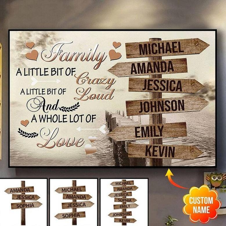 Heartfelt Family Canvas Wall Art: Vintage Street Sign Design With Custom Family Names - Perfect Gift For Living Room Decor