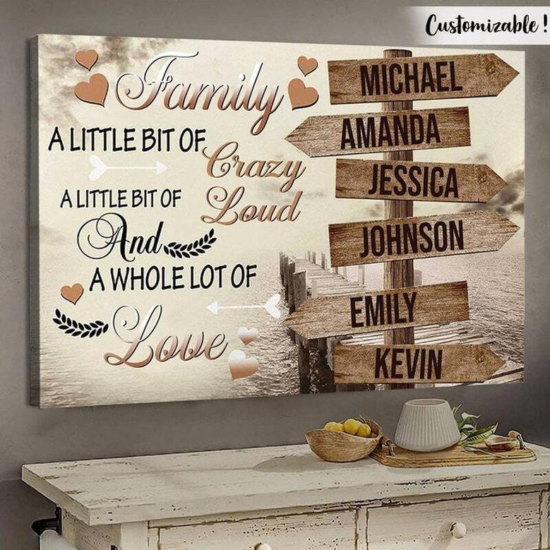 Heartfelt Family Canvas Wall Art: Vintage Street Sign Design With Custom Family Names - Perfect Gift For Living Room Decor