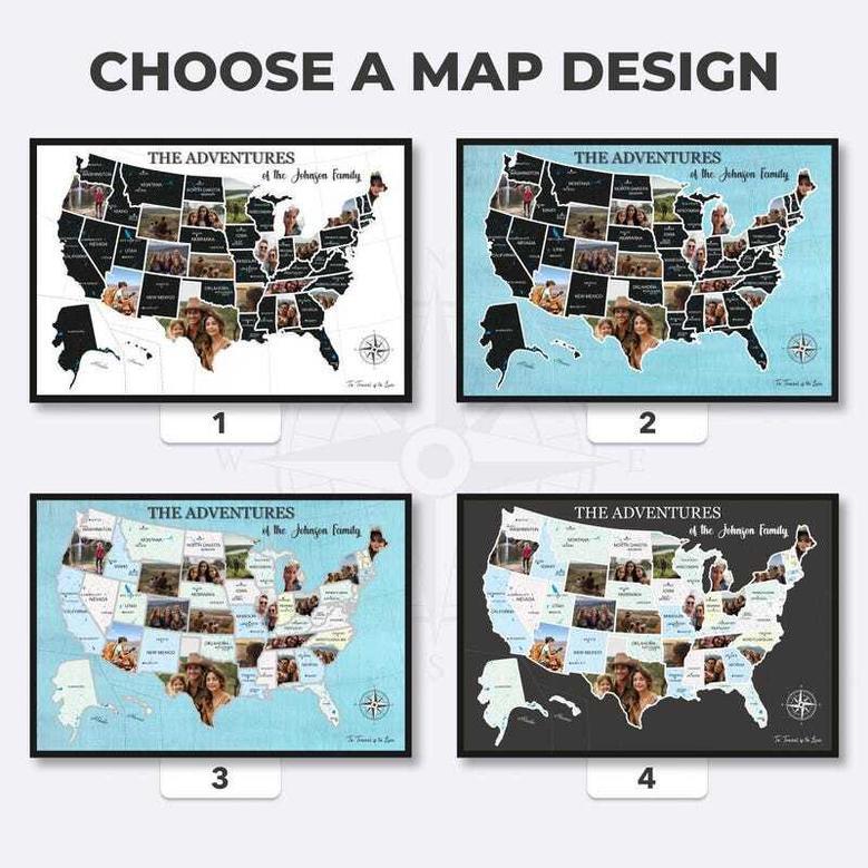 Thoughtful USA Photo Map Wooden Sign Personalized For Family Travel Memories Wall Decor Anniversary Gift For Husband