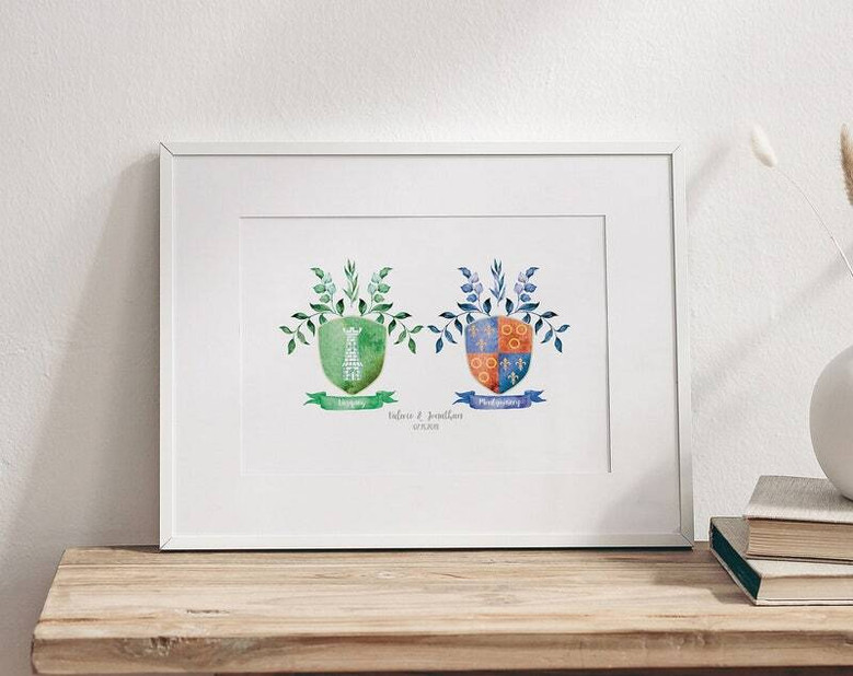 Personalized Watercolor Family Crest Canvas for Lasting Memories