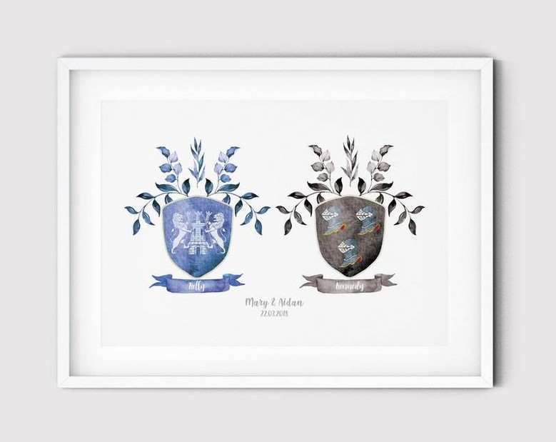 Personalized Watercolor Family Crest Canvas for Lasting Memories