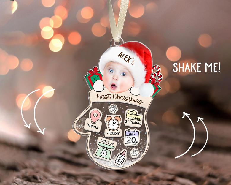 Baby's First Christmas Ornament 2024 – Custom Baby Photo Keepsake for New Parents