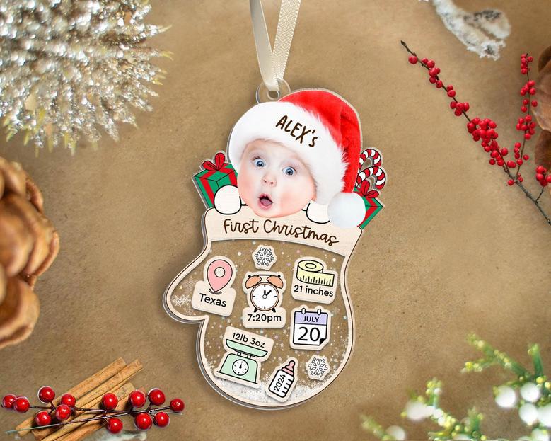 Baby's First Christmas Ornament 2024 – Custom Baby Photo Keepsake for New Parents