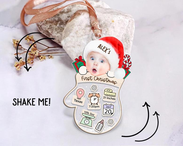 Baby's First Christmas Ornament 2024 – Custom Baby Photo Keepsake for New Parents