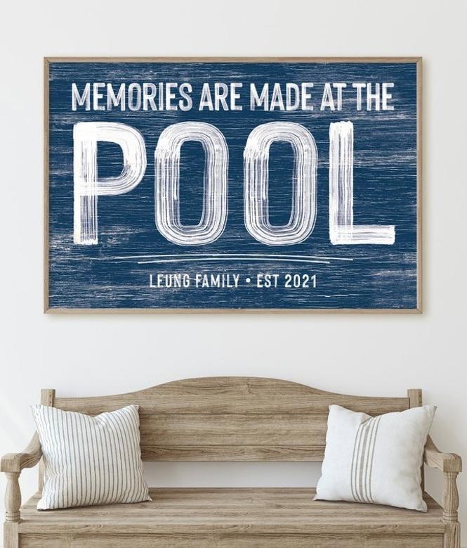 Vintage Beach House Sign Canvas With Family Name