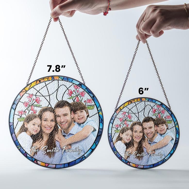 Personalized Family Photo Stained Glass Suncatcher – Custom Family or Couple Portrait Keepsake