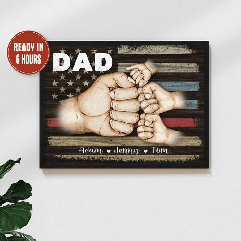 Thoughtful Personalized Fist Bump Dad Canvas For Father's Day And Birthday Gifts - Custom Family Wall Art