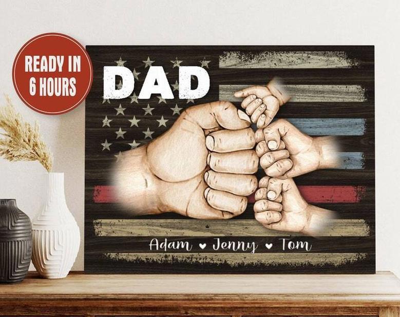 Thoughtful Personalized Fist Bump Dad Canvas For Father's Day And Birthday Gifts - Custom Family Wall Art