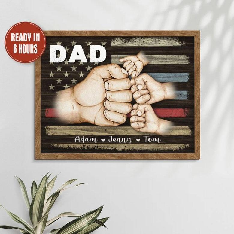 Thoughtful Personalized Fist Bump Dad Canvas For Father's Day And Birthday Gifts - Custom Family Wall Art