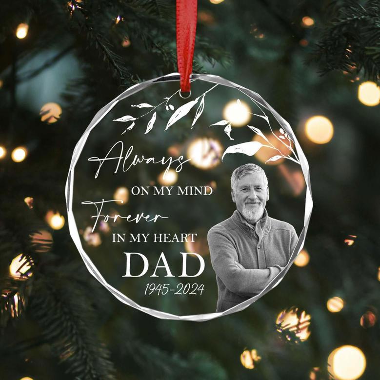 Personalized Memorial Ornament with Photo – Remembrance Christmas Ornament for Loss of Dad