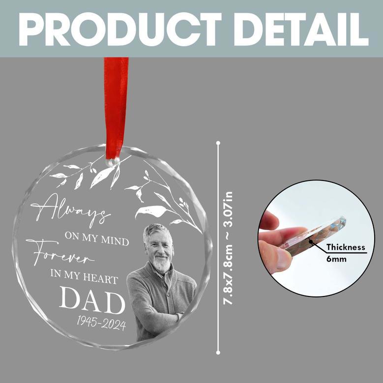 Personalized Memorial Ornament with Photo – Remembrance Christmas Ornament for Loss of Dad