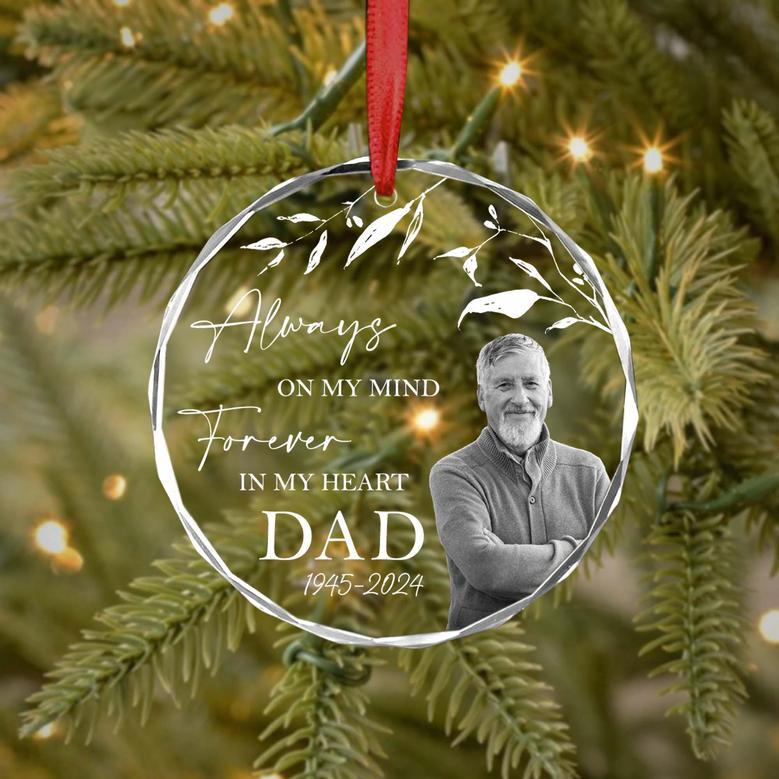 Personalized Memorial Ornament with Photo – Remembrance Christmas Ornament for Loss of Mom or Dad