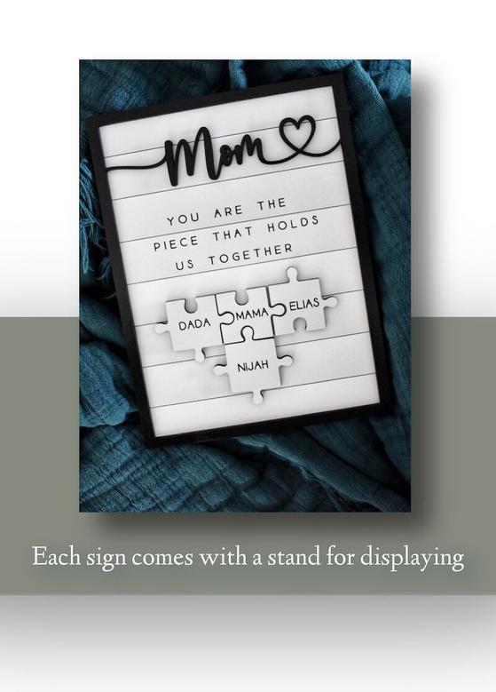 Touching Mother's Day Canvas Gift – 'Mom You Are The Piece That Holds Us Together' – Personalized Puzzle Design For Living Room Decor