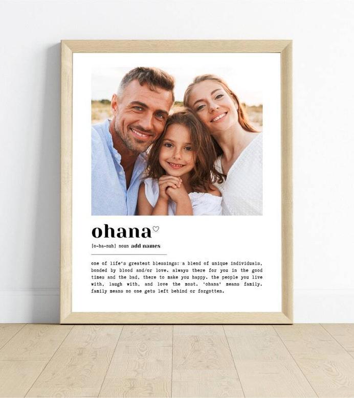 Personalized Ohana Family Canvas Art - Heartfelt Gift For Family Far Away, Living Room Wall Decor