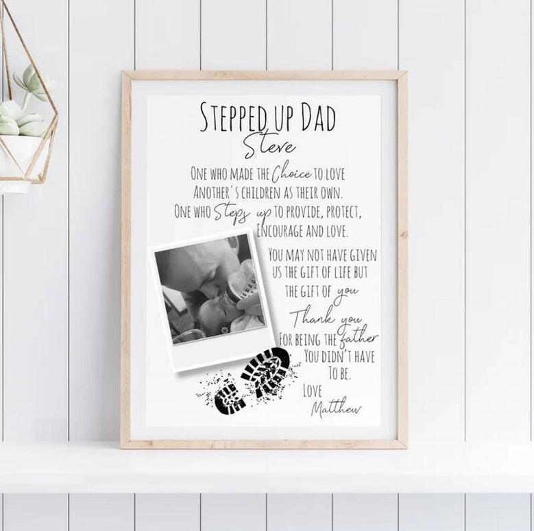 Thoughtful Stepped Up Dad Canvas with Poem - Personalized Father's Day or Christmas Gift