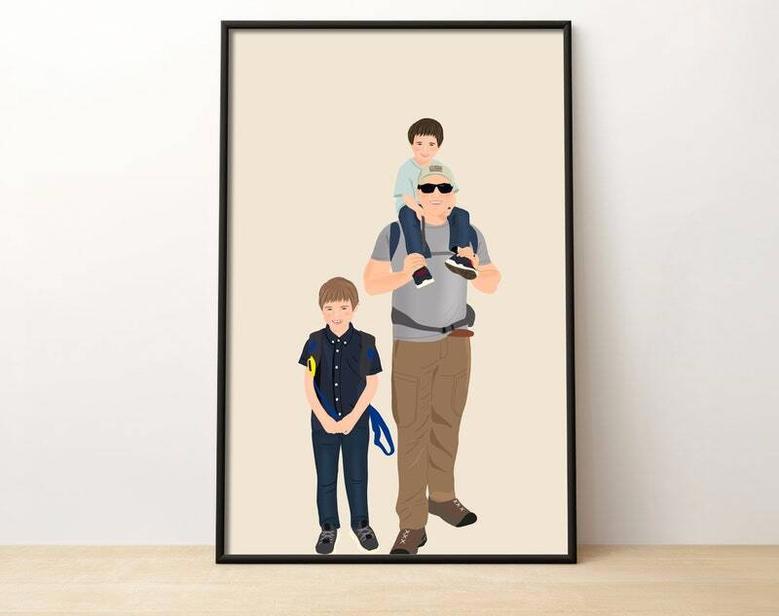 Emotional Father's Day Gift – Custom Color Painting Dad Portrait from Photo, Meaningful Artwork Keepsake