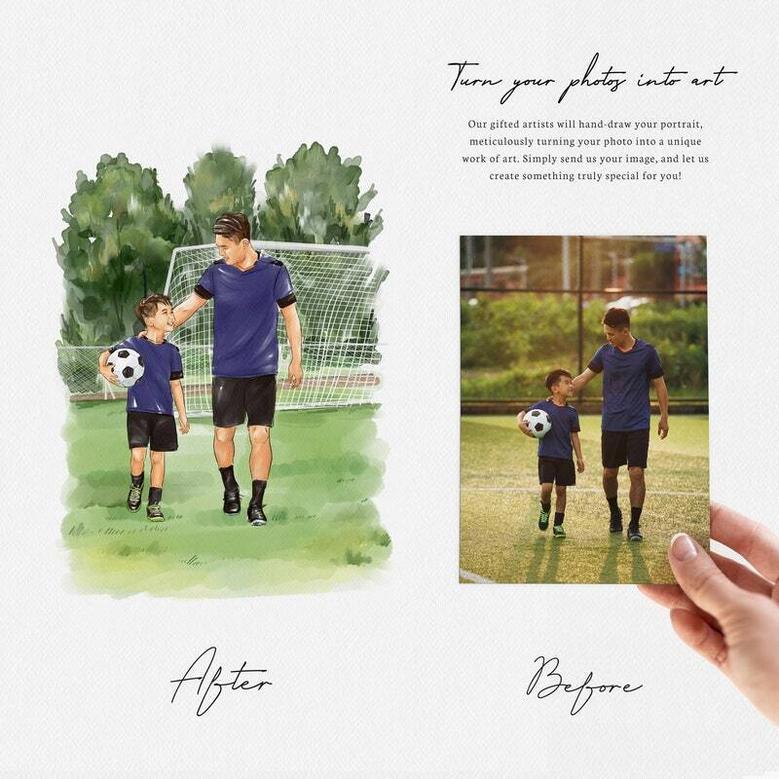 Emotional Father’s Day Watercolor Portrait – Personalized Dad Gift from Photo, Thoughtful Family Keepsake