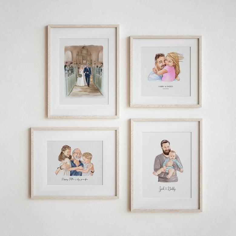 Emotional Father’s Day Watercolor Portrait – Personalized Dad Gift from Photo, Thoughtful Family Keepsake