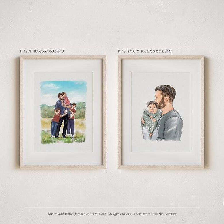 Emotional Father’s Day Watercolor Portrait – Personalized Dad Gift from Photo, Thoughtful Family Keepsake