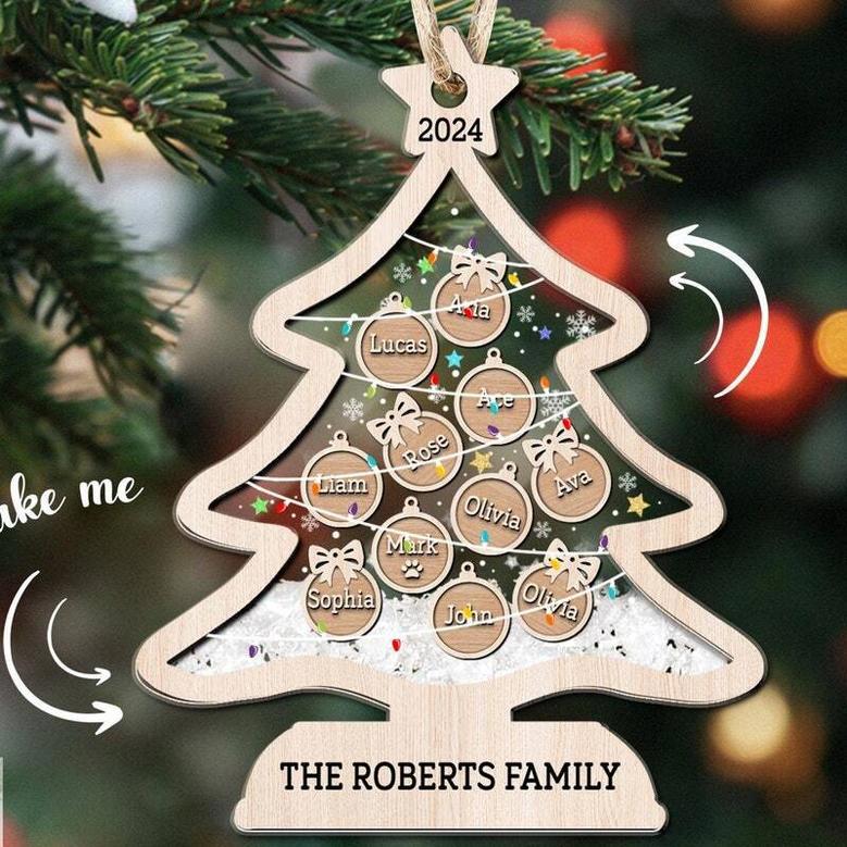 2024 Christmas Tree Ornament - Family Name Personalized Shaker Ornament for Holiday Décor